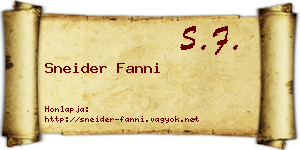 Sneider Fanni névjegykártya